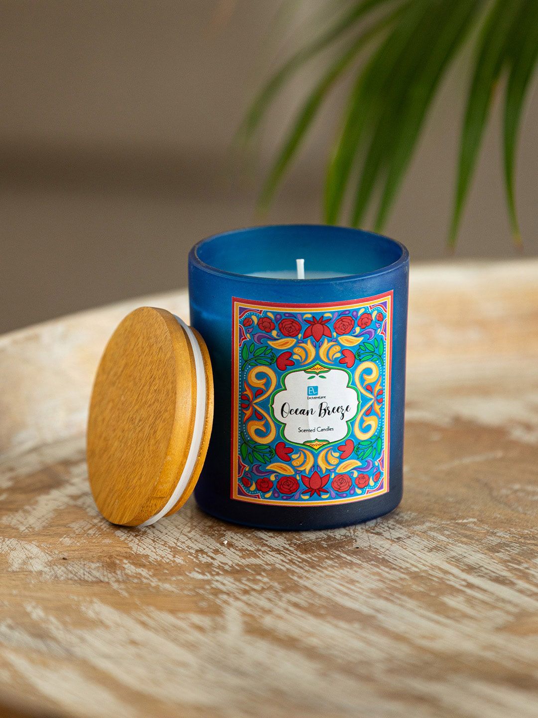 ExclusiveLane Handmade Scented 1 Wick Ocean Breeze Solid Geometric Regular Jar Candles