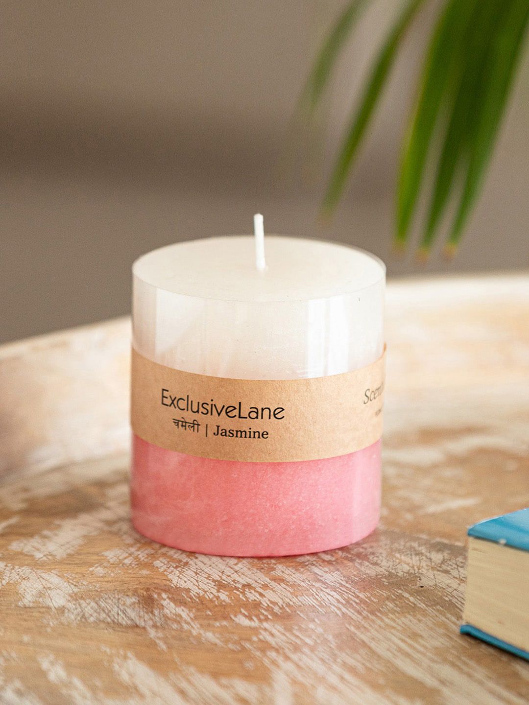 ExclusiveLane Handmade Scented 1 Wick Jasmine Solid Geometric Regular Pillar Candles