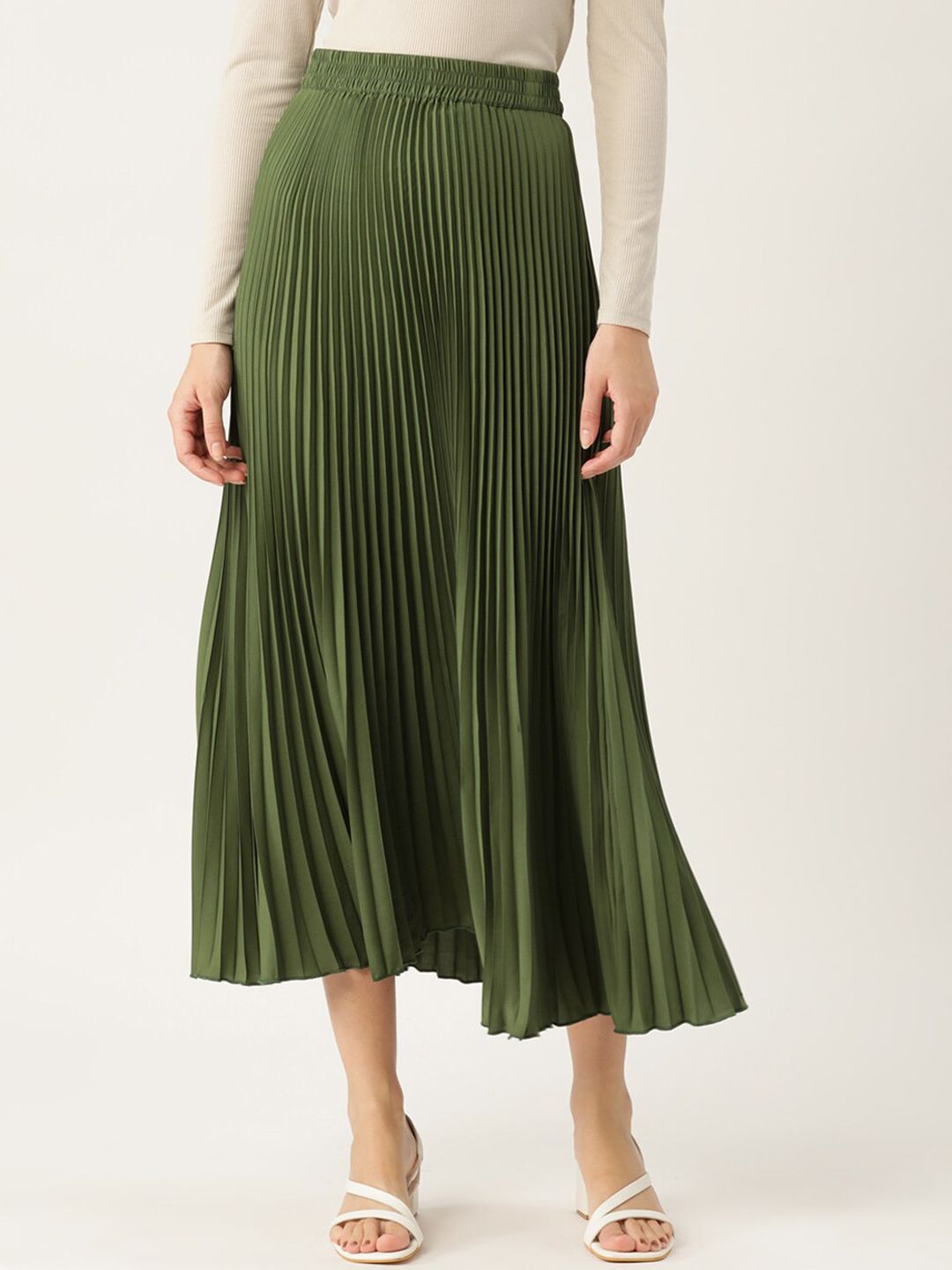 Chemistry Accordion Pleat Maxi Flared Skirt Price in India