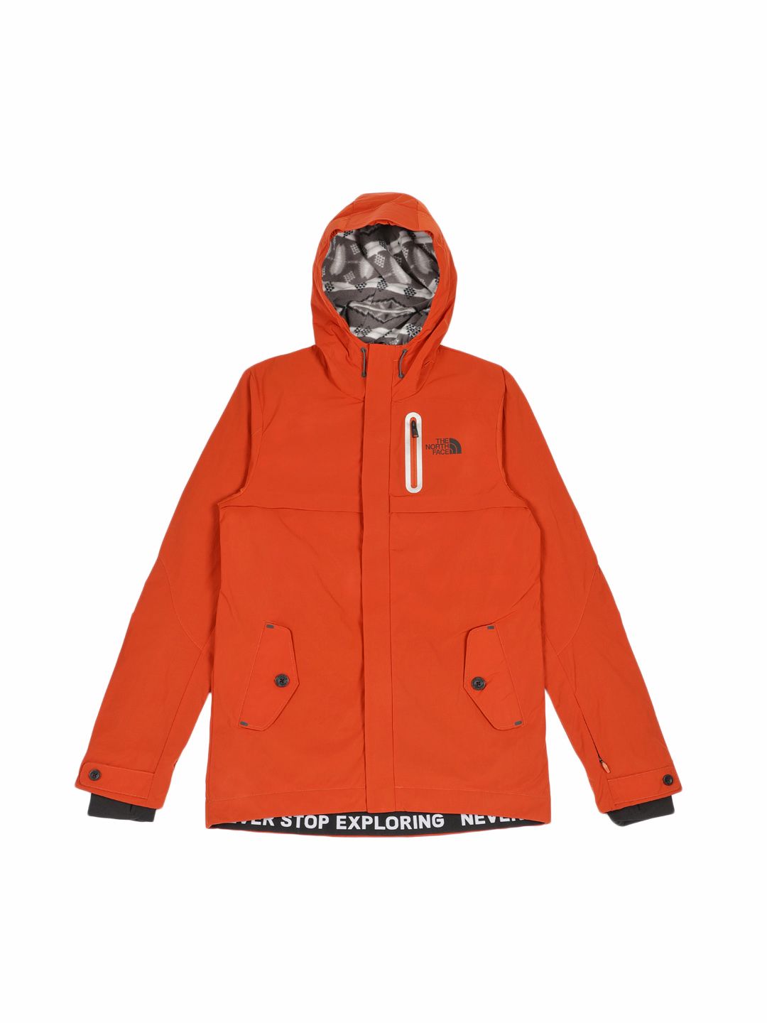 orange north face slim fit down jacket