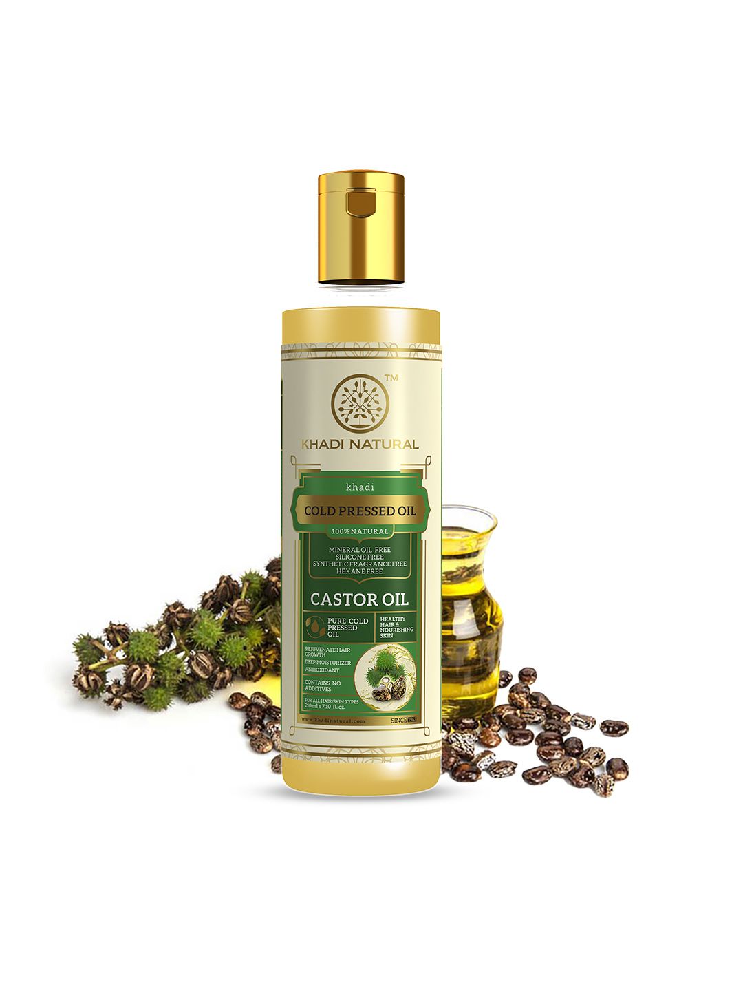 Khadi Natural Cold Pressed Castor Oil for Skin & Hair - 210ml