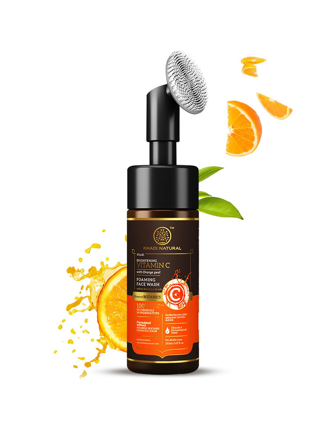 Khadi Natural Power Botanics Vitamin C Foaming Face Wash with in-built Face Brush - 150ml