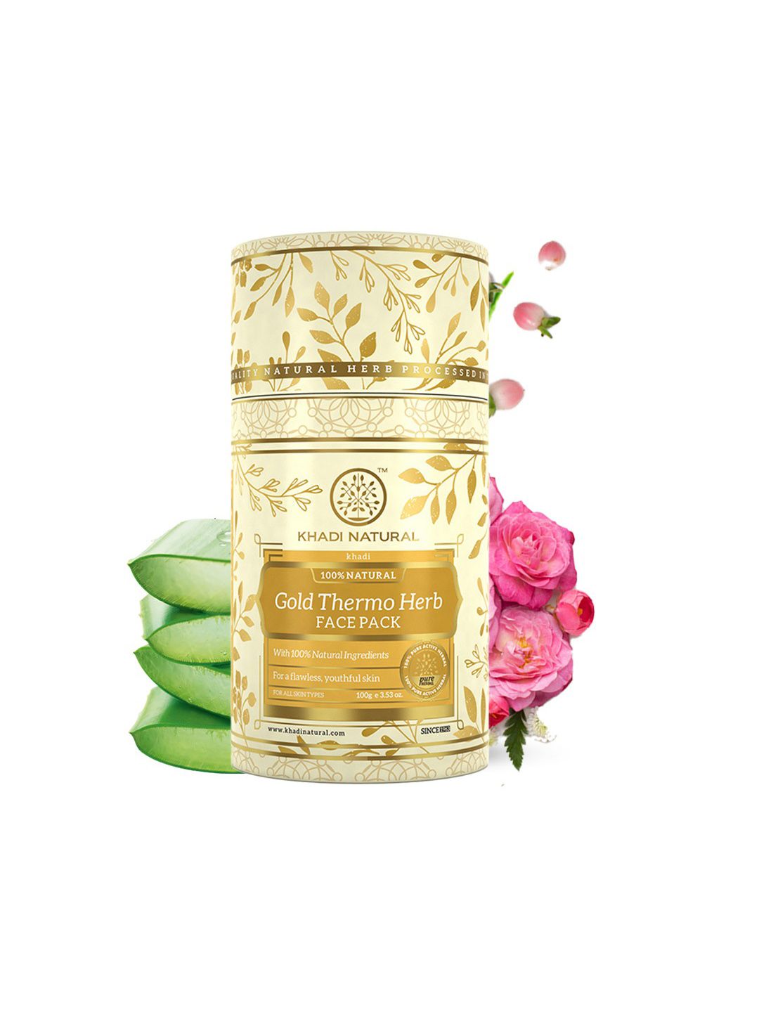 Khadi Natural Gold Thermo Herb Face Pack with Rose Petal Powder & Aloe Vera - 100 g