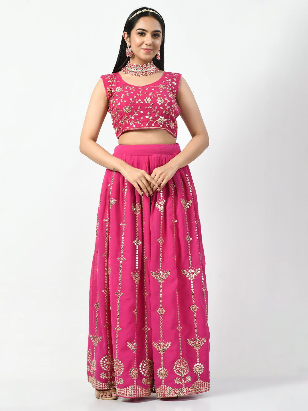 Angroop Embellished Sequinned Semi-Stitched Lehenga & Unstitched Blouse With Dupatta Price in India