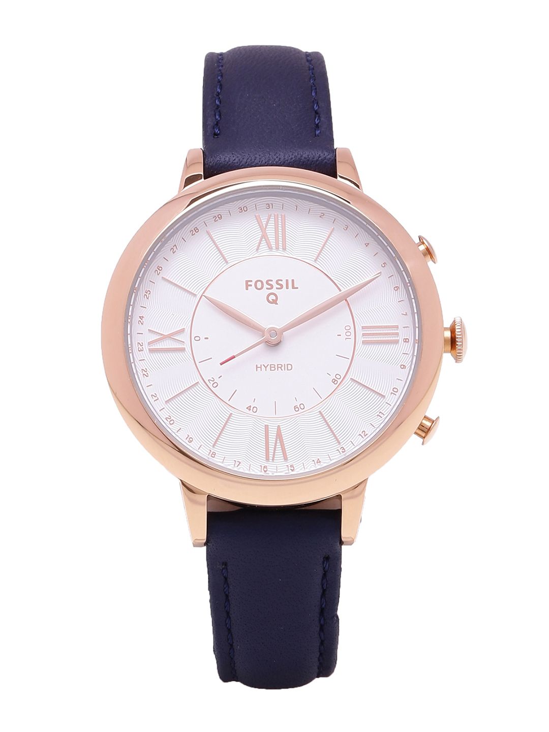 Fossil Women White Dial & Navy Strap Jacqueline Hybrid Analogue Watch FTW5014 Price in India