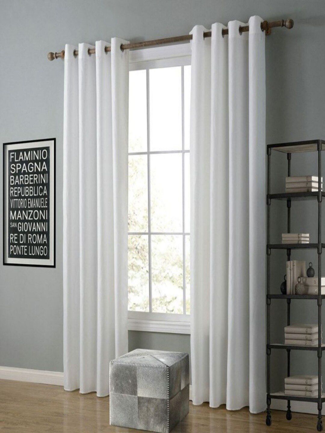 Homefab India White 2 Pieces Long Door Curtains