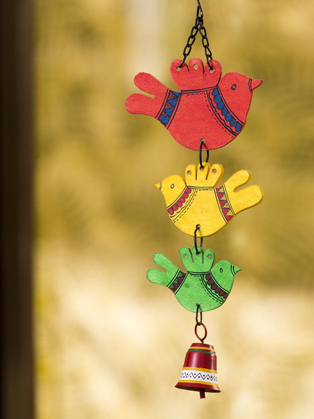 ExclusiveLane Multicoloured Handcrafted & Hand-Painted Wood And Metal Windchime Price in India