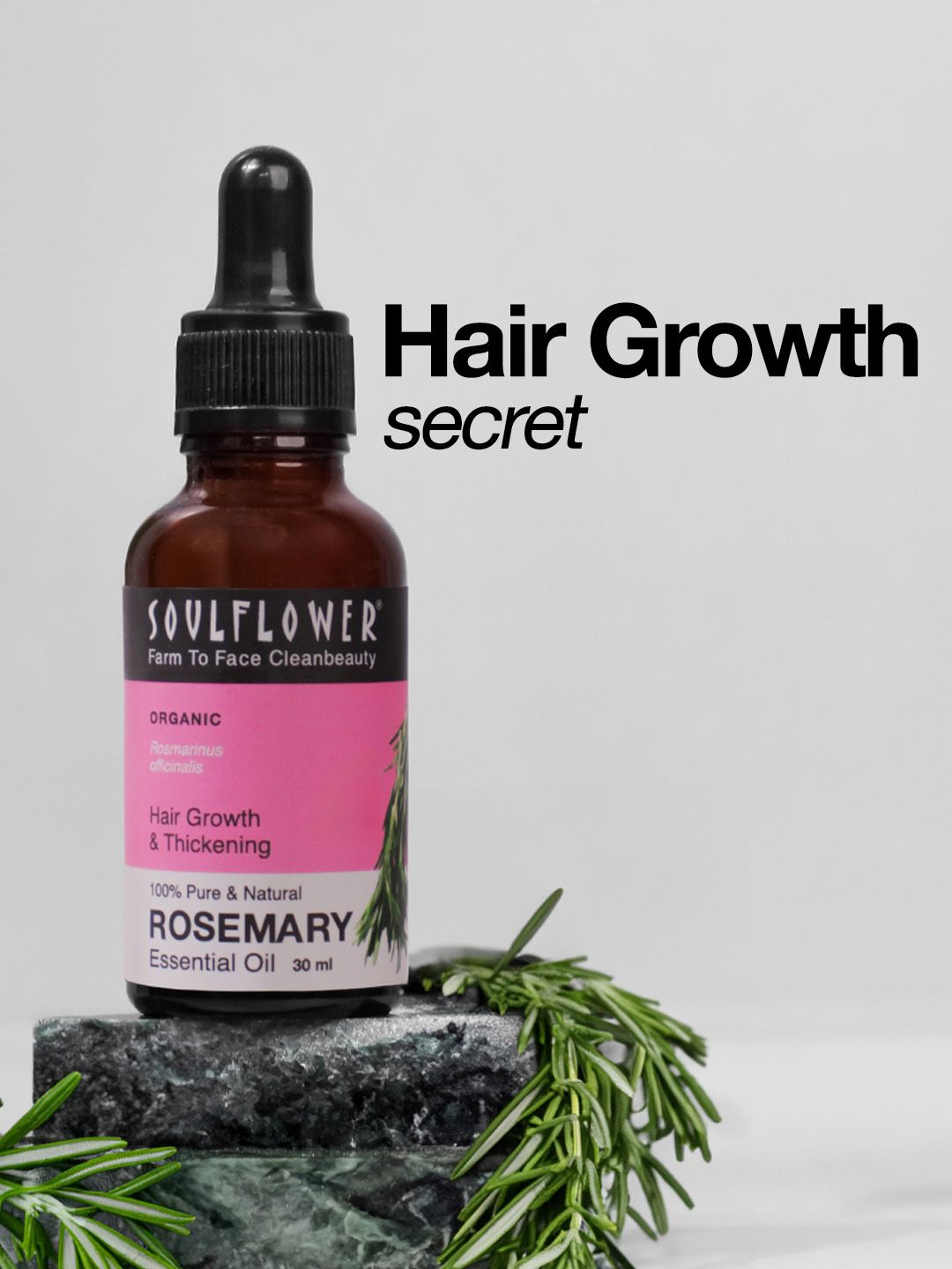 Soulflower Rosemary Essential Oil for Hair Growth & Scalp Nourishment - 30ml