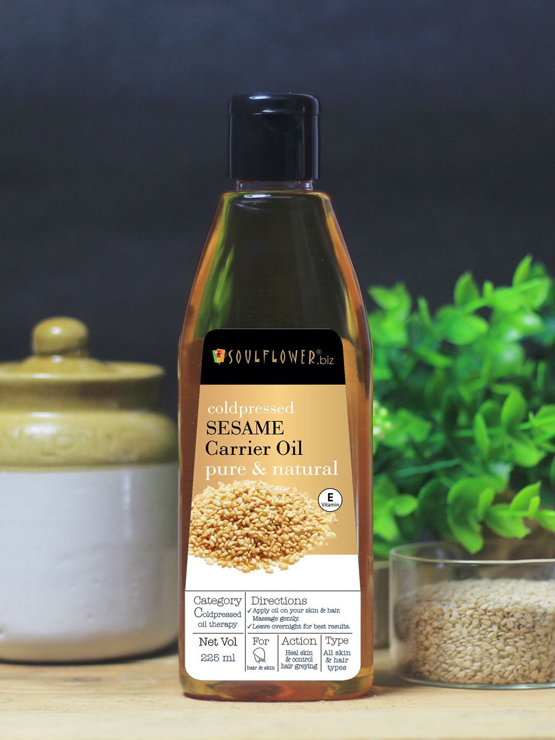 Soulflower Sesame Hair Oil - Heal Skin & Control Greying 100% Pure Coldpressed - 225 ml Price in India