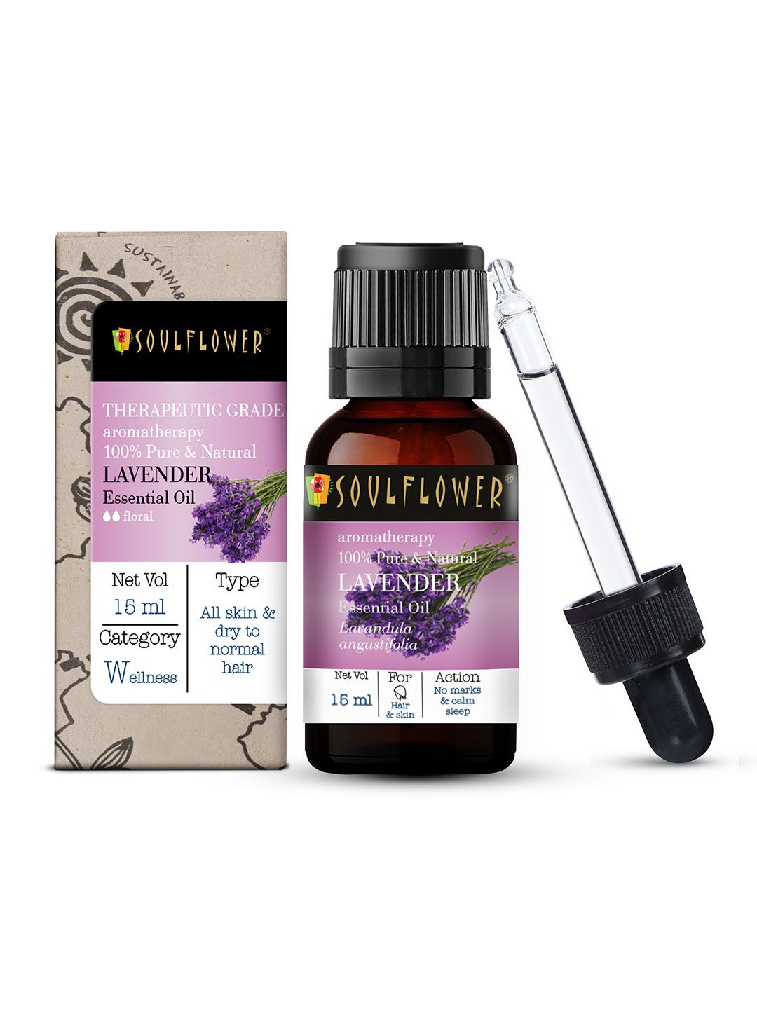 Soulflower Best Lavender Essential Oil - Acne Hairfall Sleep 100% Natural Undiluted 15 ml Price in India