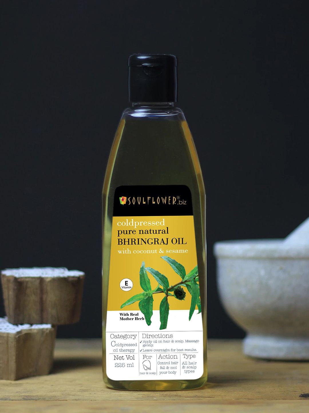 Soulflower Bhringraj Hair Oil with Coconut & Sesame - Hairfall Control Coldpressed 225 ml Price in India