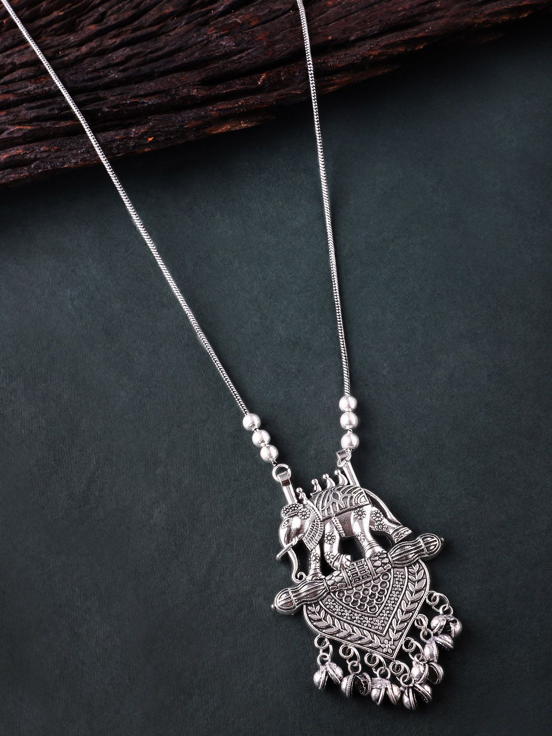 Rubans Silver-Toned Metal Handcrafted Necklace Price in India