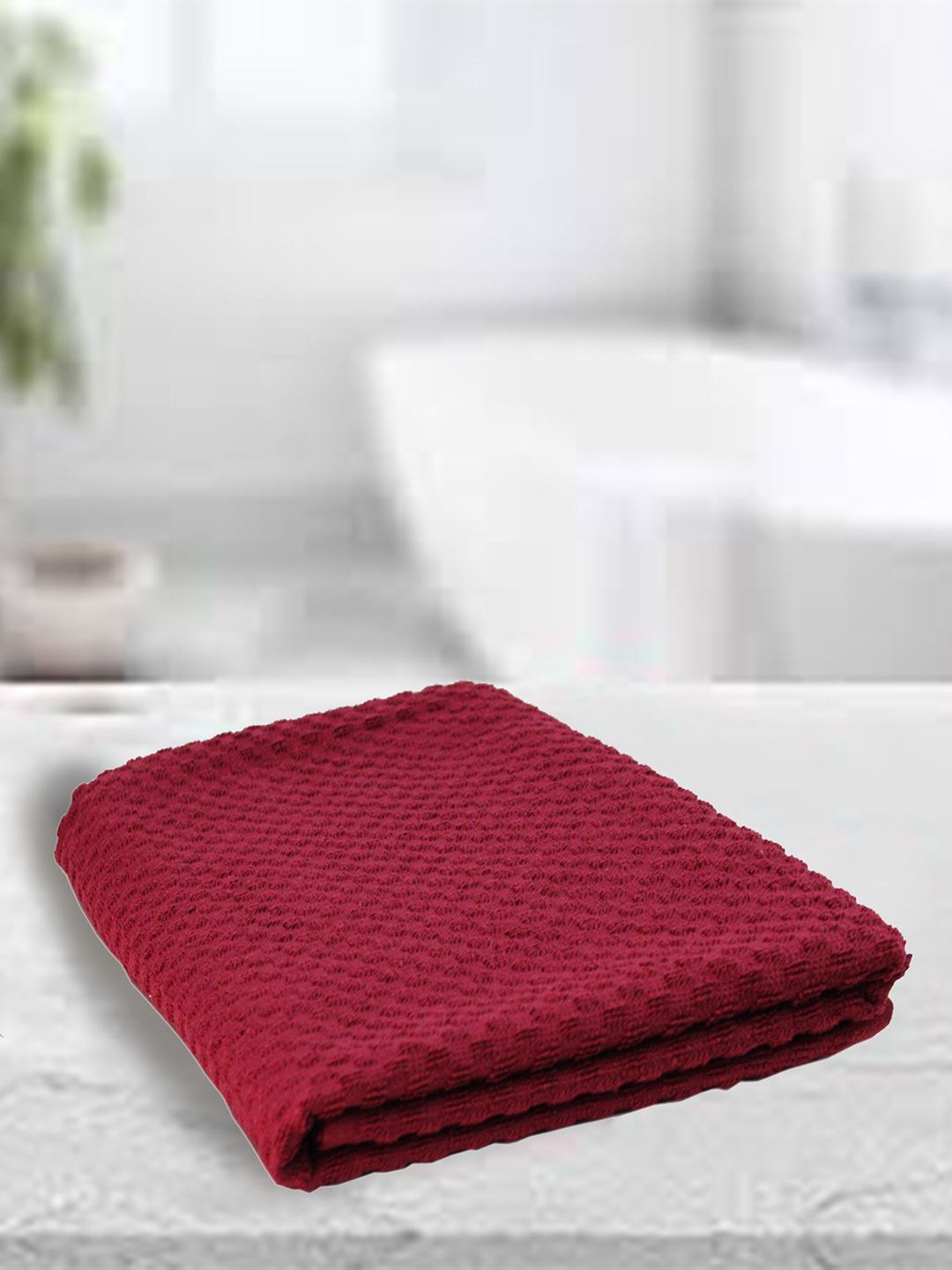 Lushomes Maroon Pure Cotton 350 GSM Bath Towel
