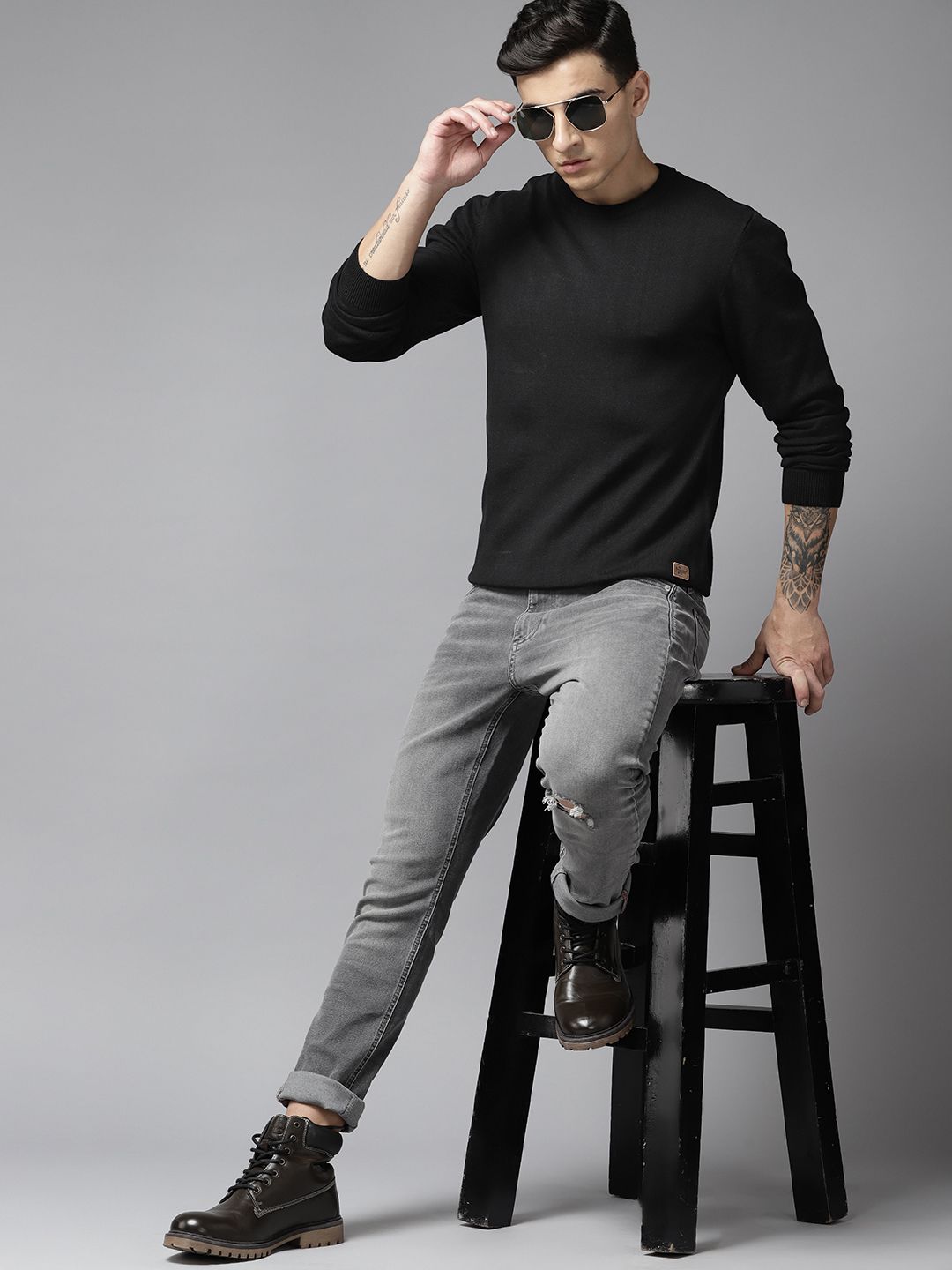 Roadster Men Pure Cotton Pullover