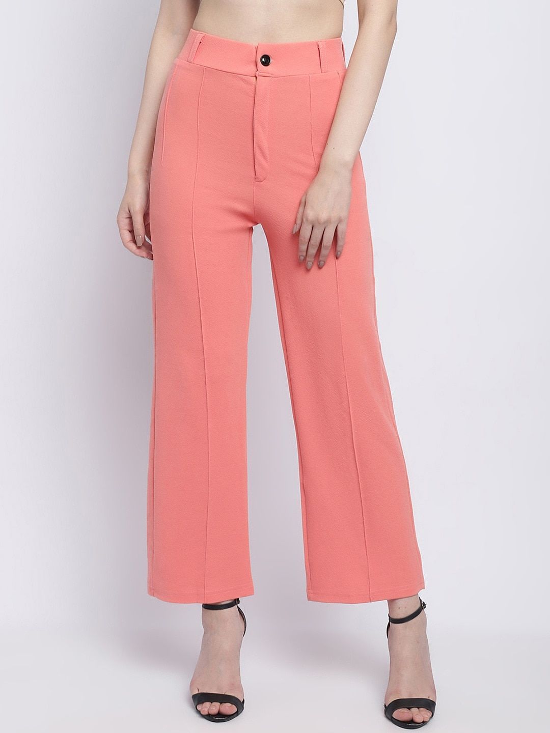 WESTHOOD Women Smart Straight Fit High-Rise Trousers Price in India