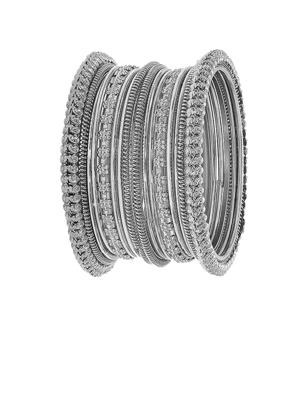 Buy OOMPH Set of 16 Oxidised Silver Bangles - Bangle for Women