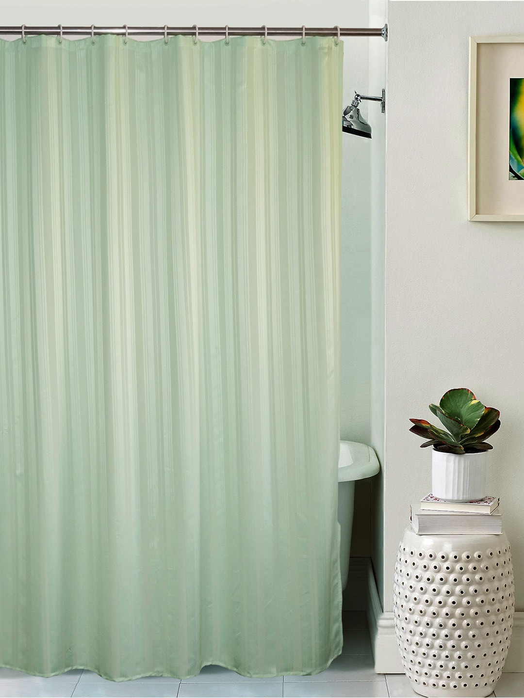 Lushomes Unidyed Light Green Polyester Shower Curtain with Eyelets Price in India