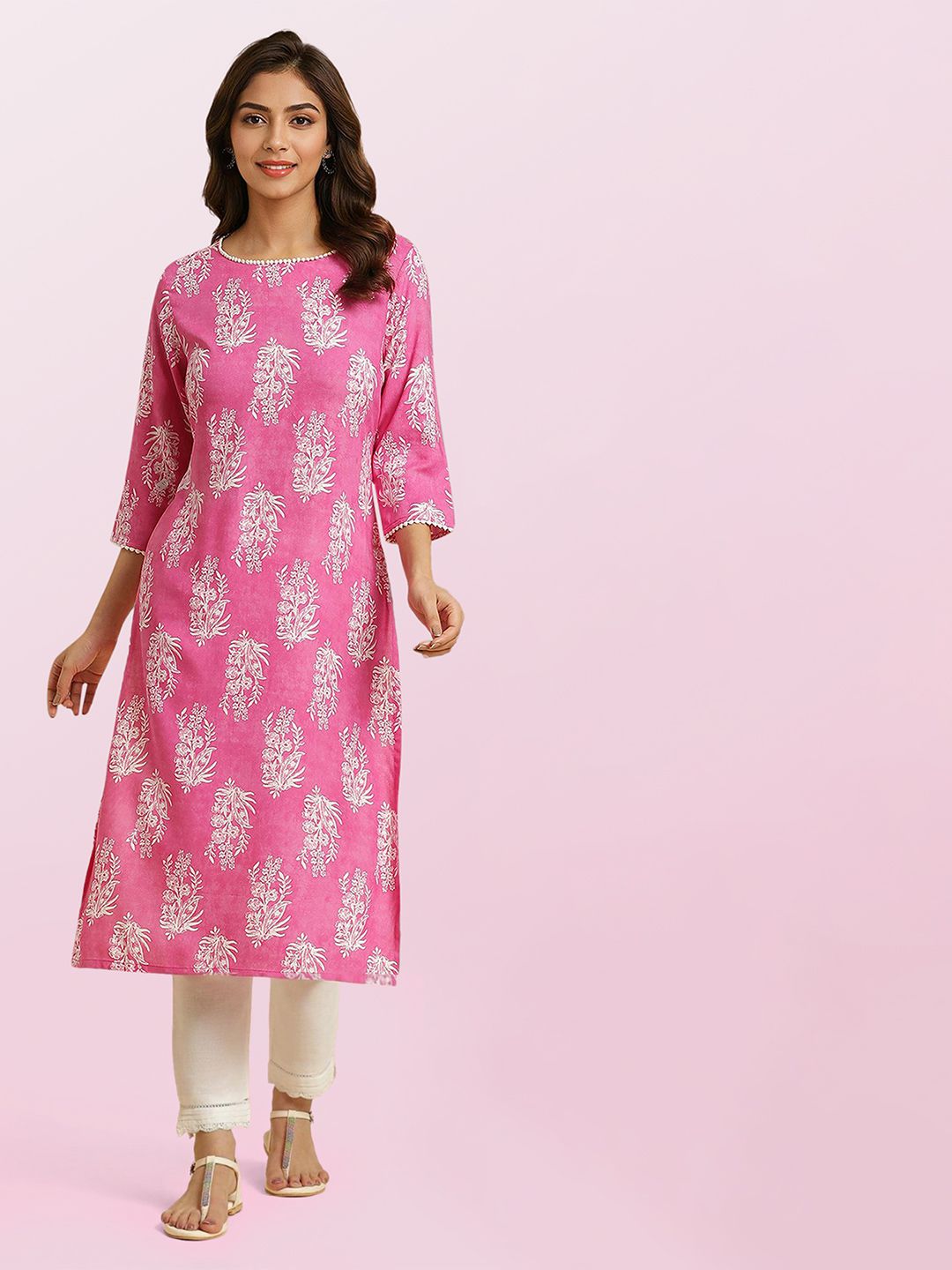Printed Straight Kurta W Women Floral Printed Straight Kurta
