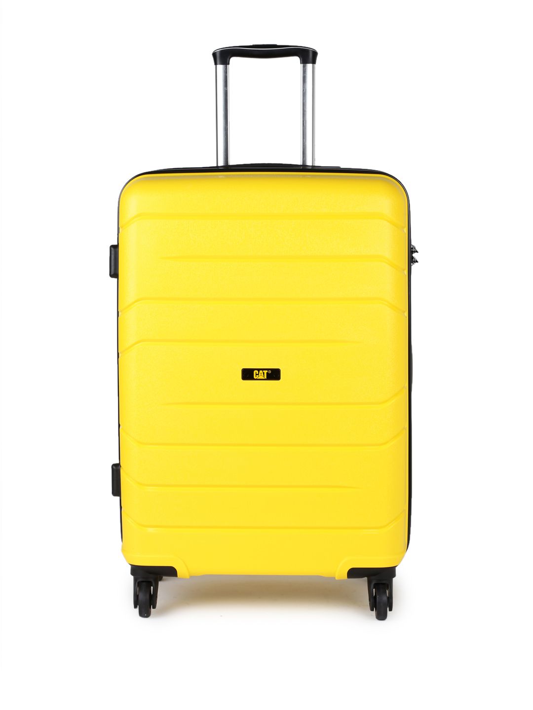 CAT Yellow Crosscheck 24" Horizontal Line Checkin Hardsided Medium Trolley Suitcase Price in India