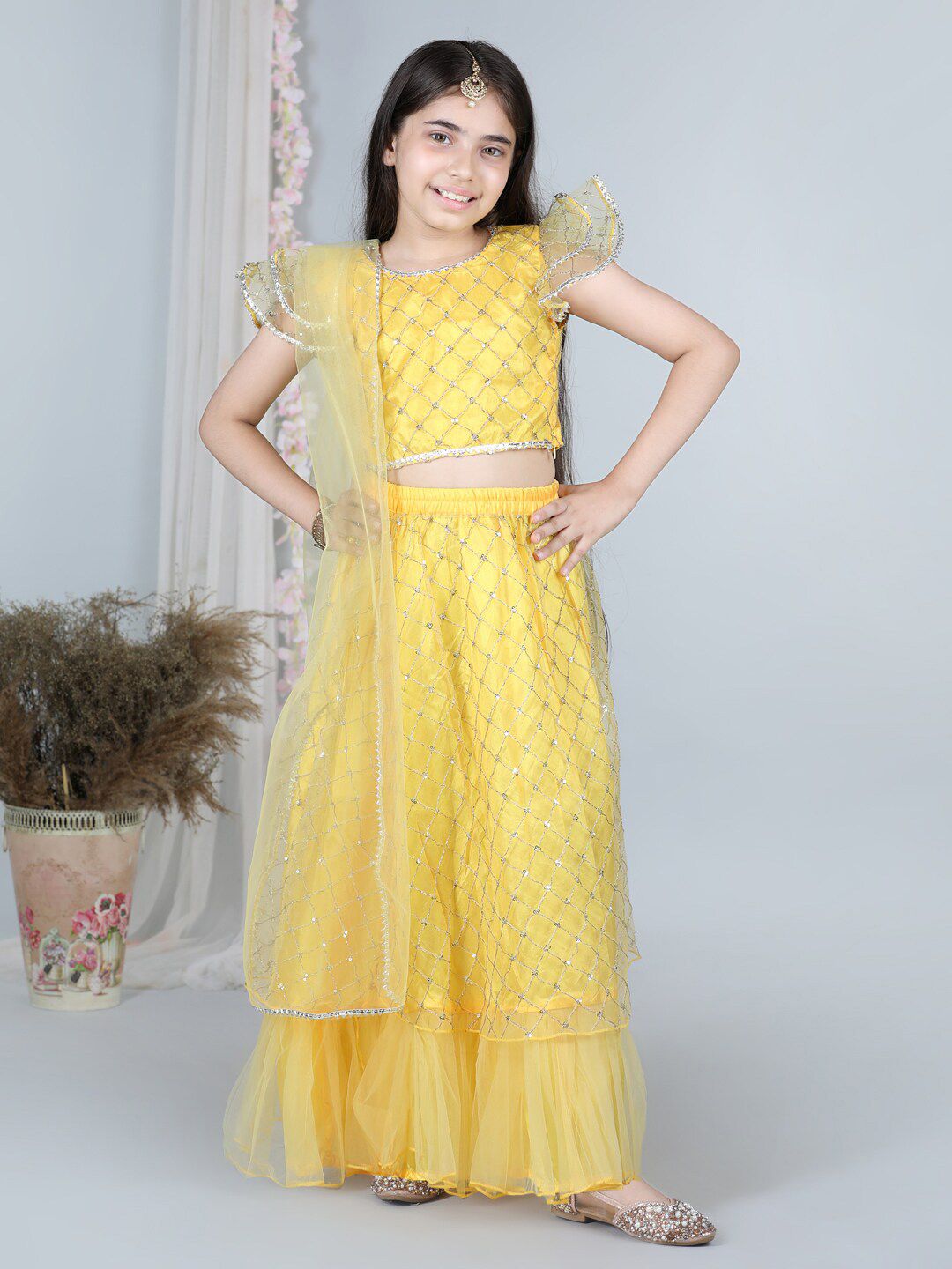 Cutiekins Girls Embellished Ready to Wear Lehenga & Blouse With Dupatta Price in India