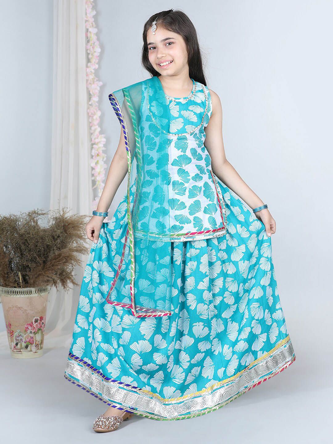 Cutiekins Girls Printed Ready to Wear Lehenga & Blouse With Dupatta Price in India