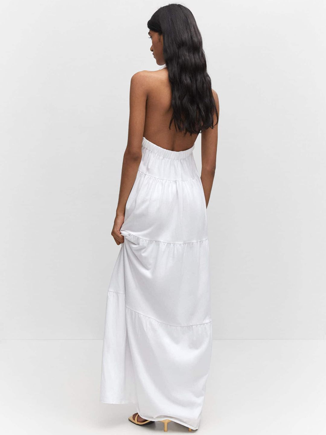 Buy MANGO Pure Cotton Halter Neck Open-Back Tiered Maxi Dress - Dresses for  Women 24286818 | Myntra