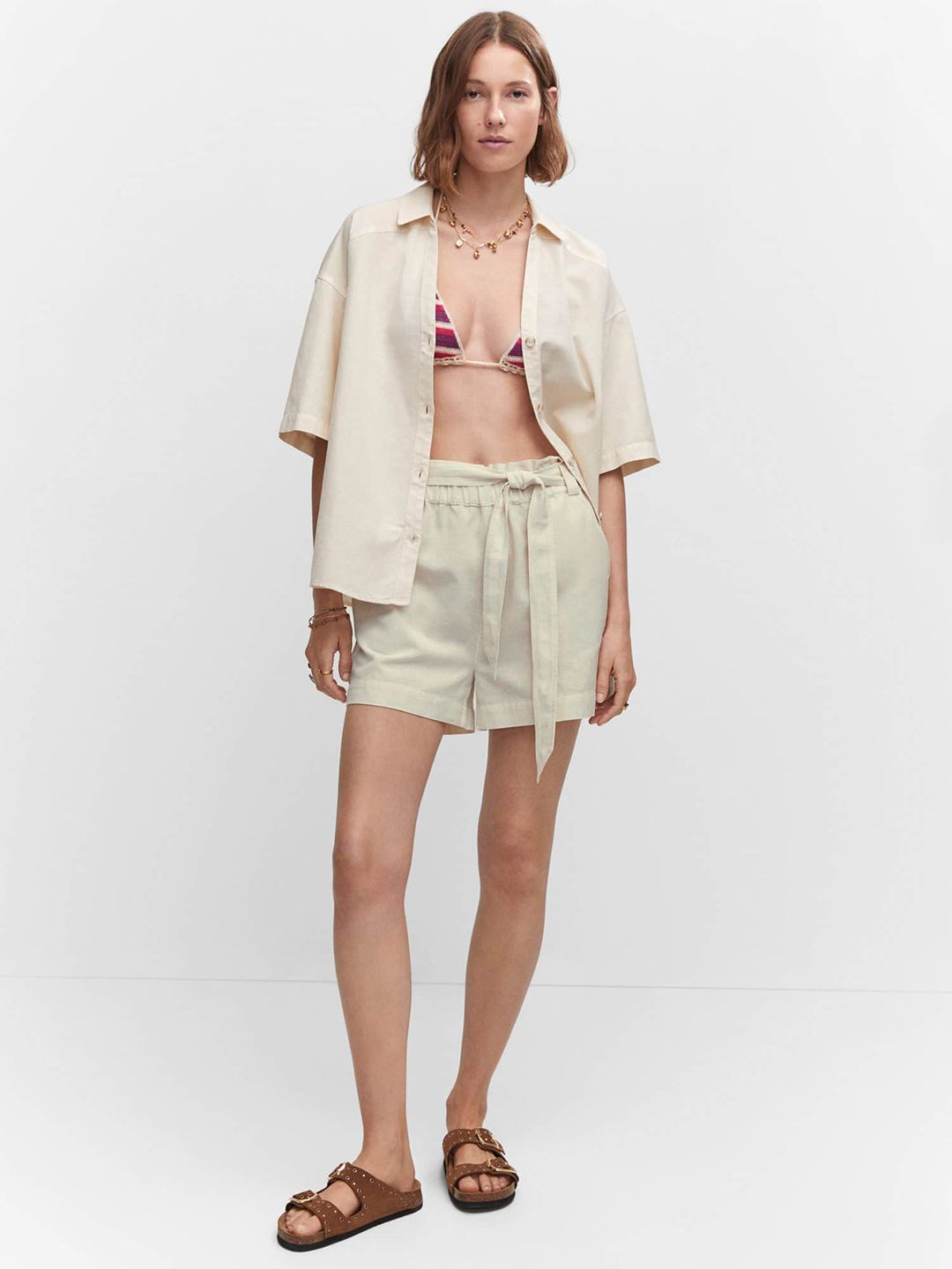 Cotton-Linen High-Rise Shorts