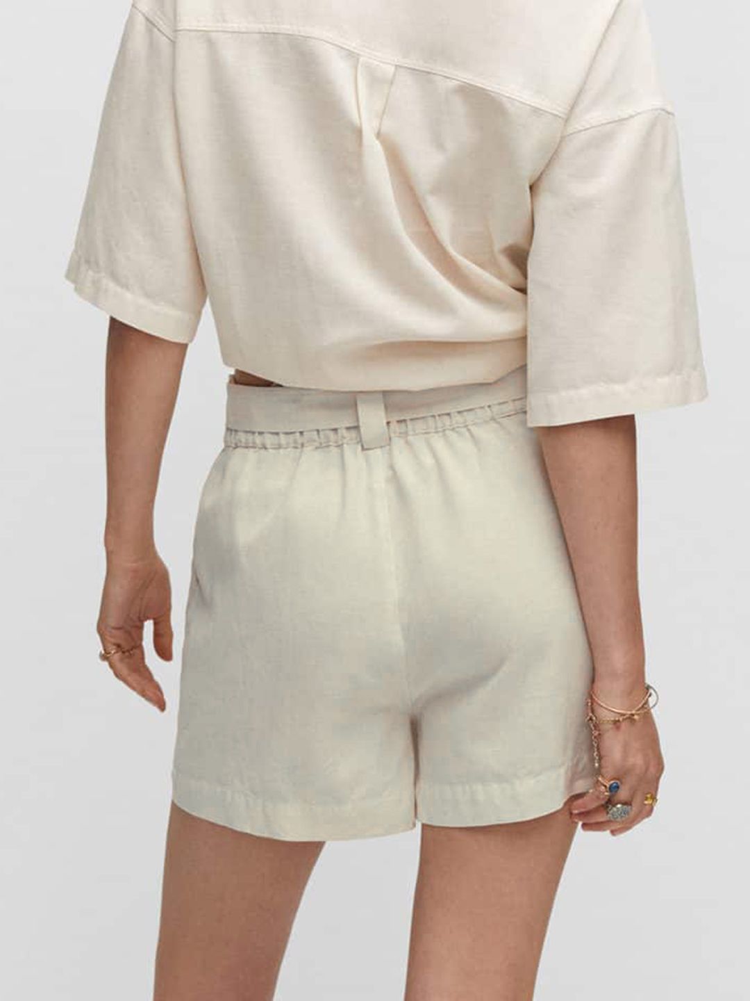 Cotton-Linen High-Rise Shorts