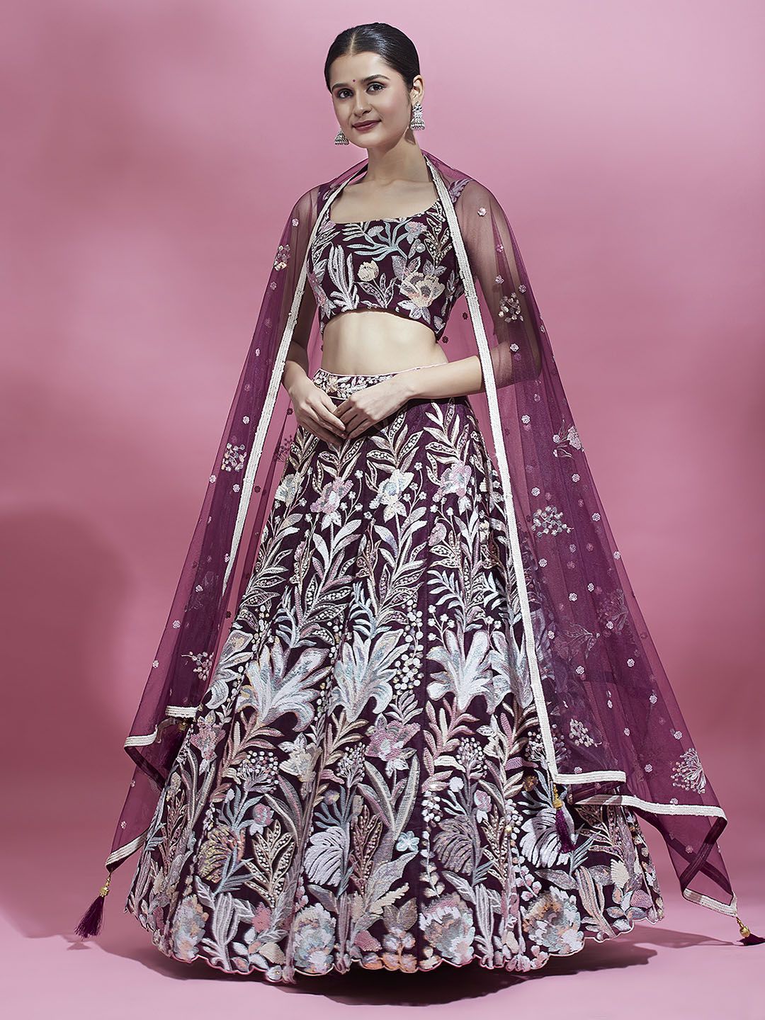 panchhi Embroidered Sequinned Semi-Stitched Lehenga & Unstitched Blouse With Dupatta Price in India