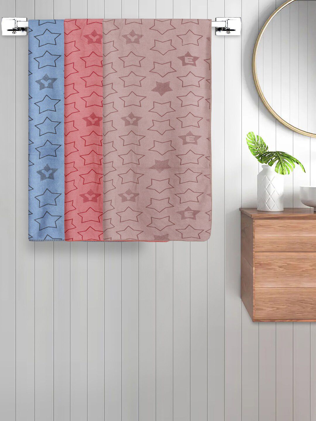 FABINALIV Kids 3 Pcs Printed Cotton Bath Towels