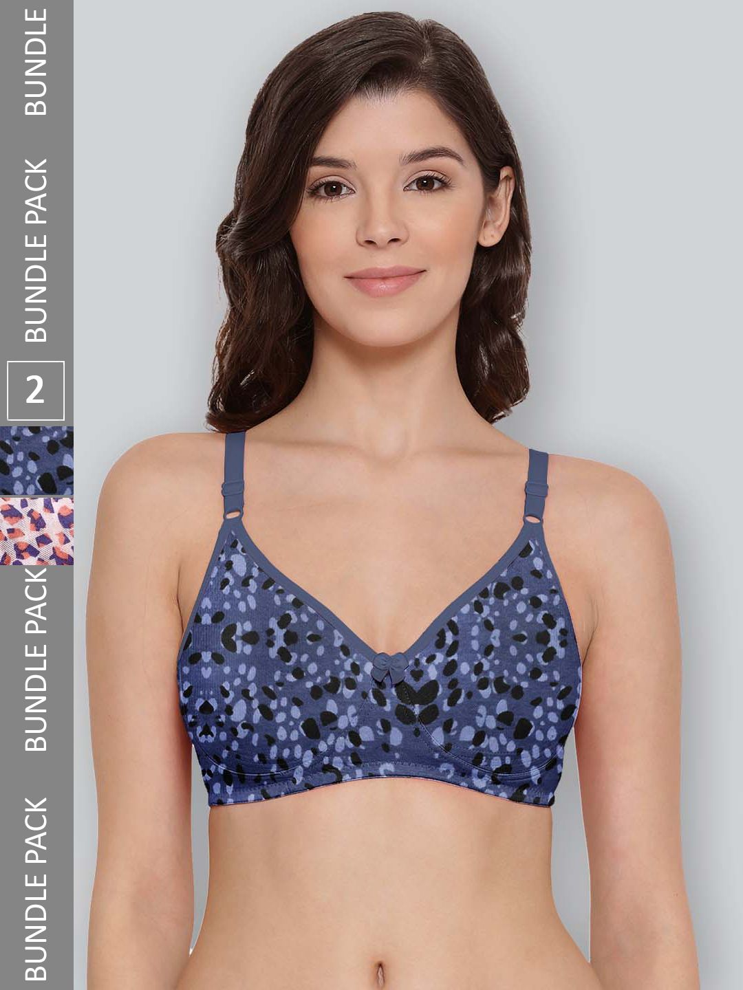 LYRA Pack Of 2 Printed Combed Cotton Seamless Moulded Encircled Bra