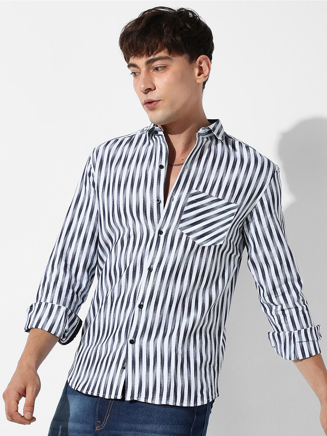CAHOOT Campus Sutra Classic Striped Cotton Casual Shirt