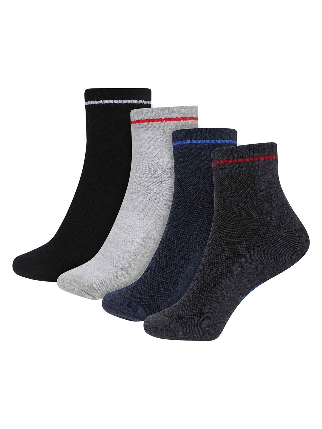 HRX by Hrithik Roshan Unisex Black & Grey Pack Of 4 Patterned Above Ankle-Length Socks