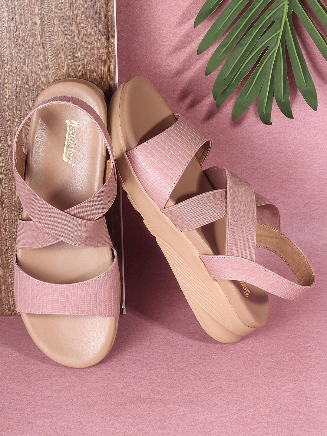 The Roadster Lifestyle Co. Nude Coloured Textured Open Toe Flats With Backstrap Price in India