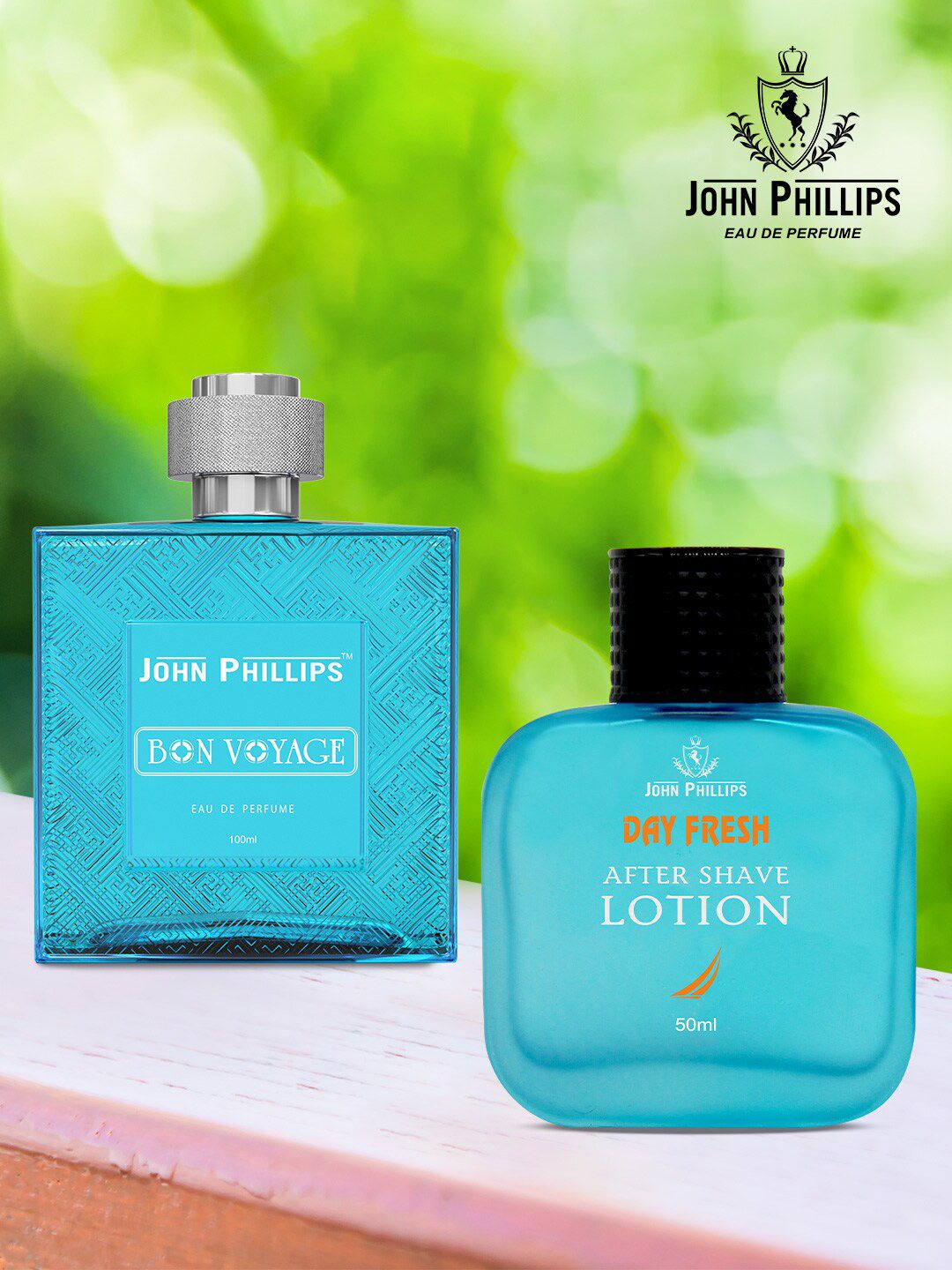 JOHN PHILLIPS Set Of 2 Bonvoyage EDP & Day Fresh Aftershave Lotion - 100ml + 50ml