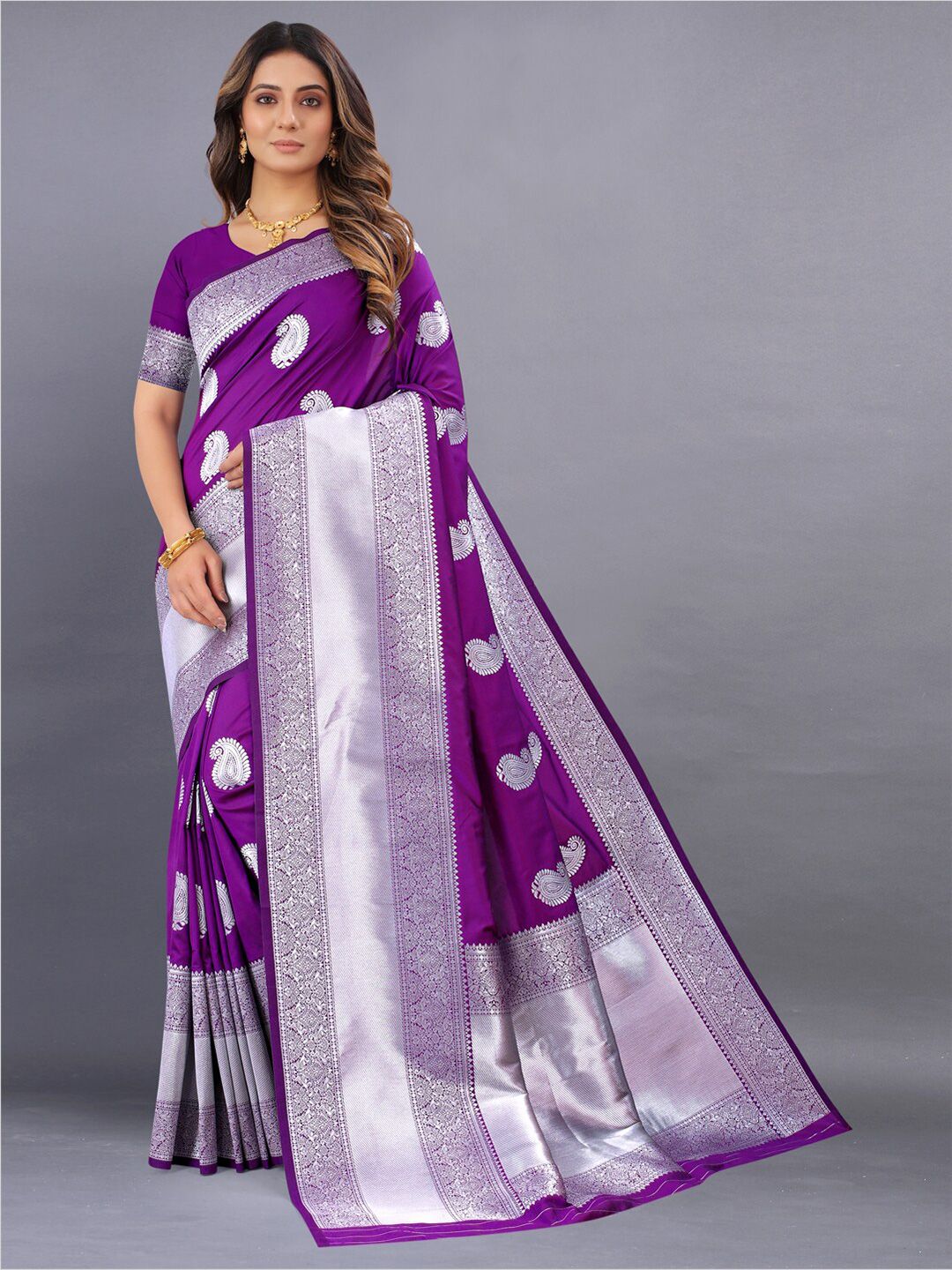 JATRIQQ Woven Design Zari Art Silk Kanjeevaram Saree Price in India
