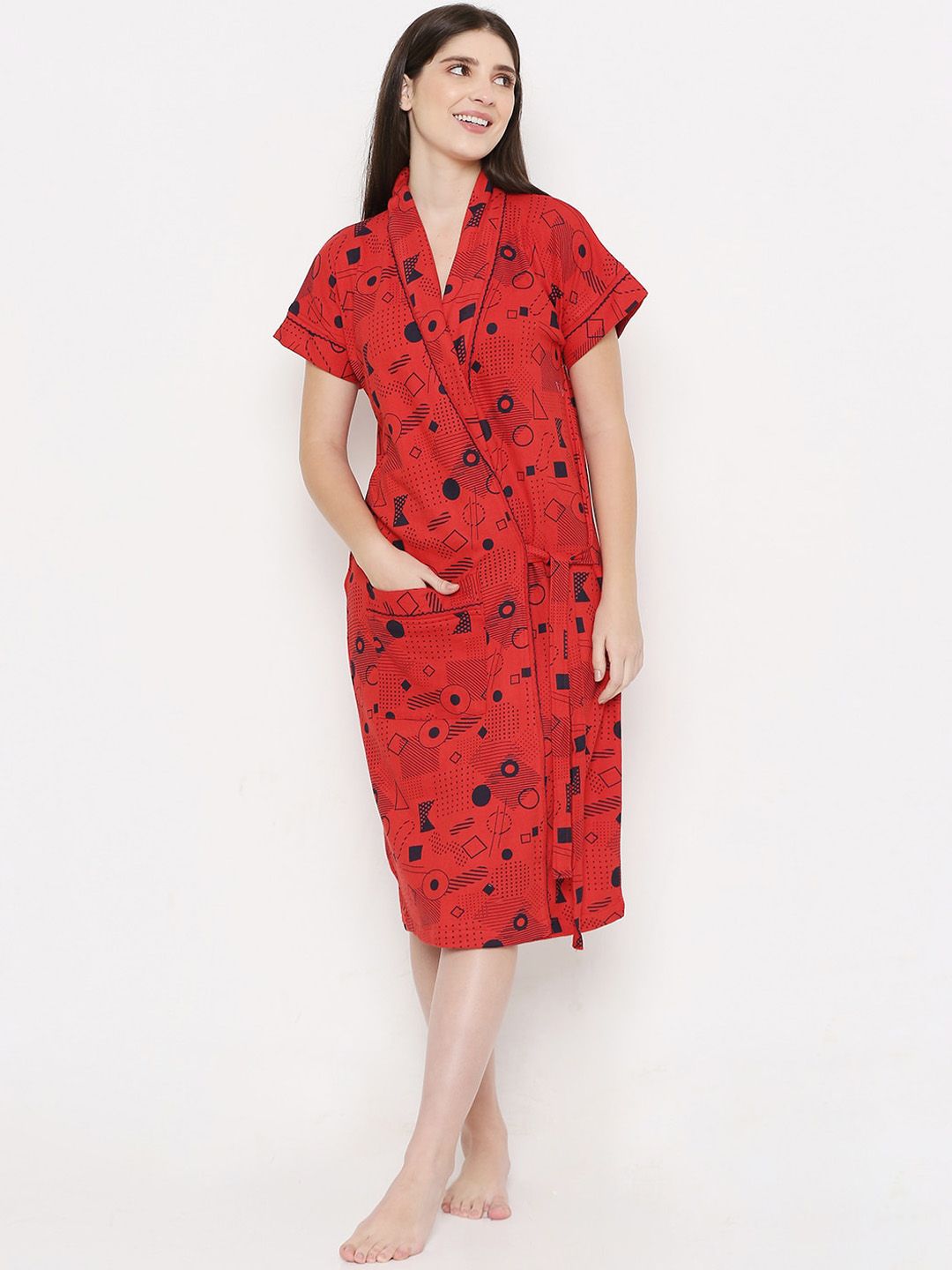 Sand Dune Women Printed Terry Cotton Bath Robe