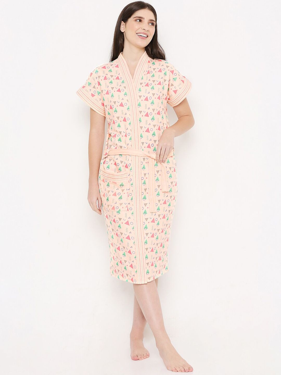 Sand Dune Women Printed V-Neck Bath Robe