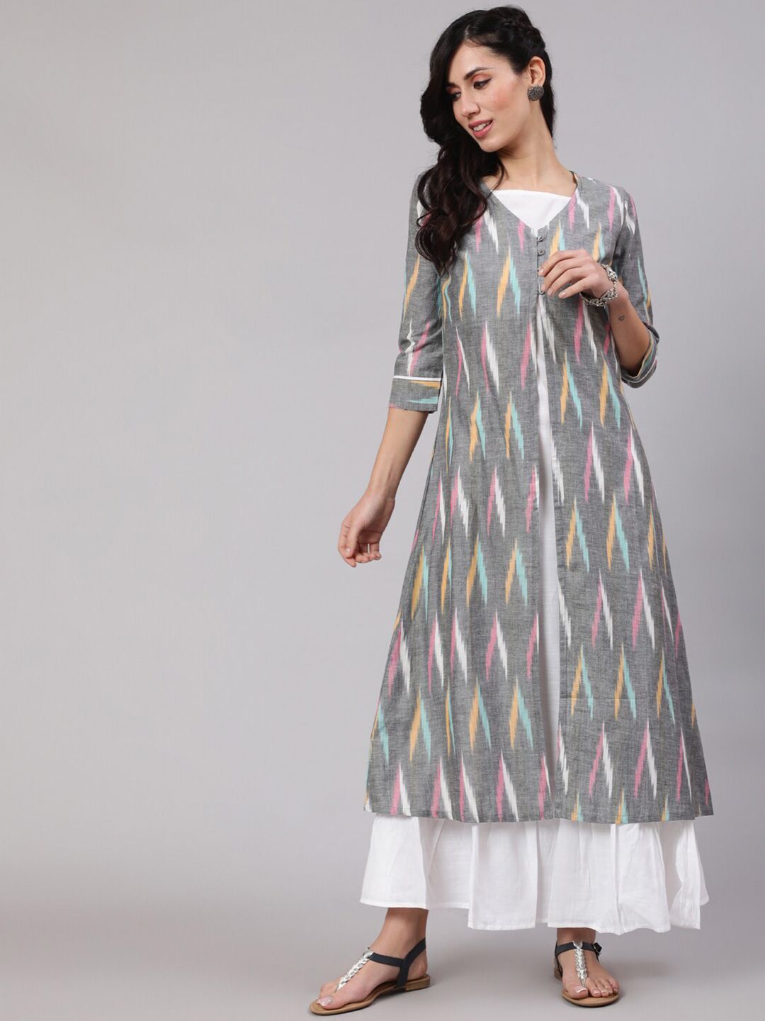 AKS Square Neck Flounce Hemline A-Line Cotton Maxi Dress Price in India