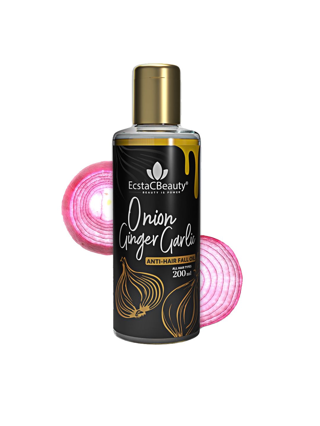 EcstaCBeauty Onion Ginger Garlic Hair Oil for Hair Fall Control - 200ml