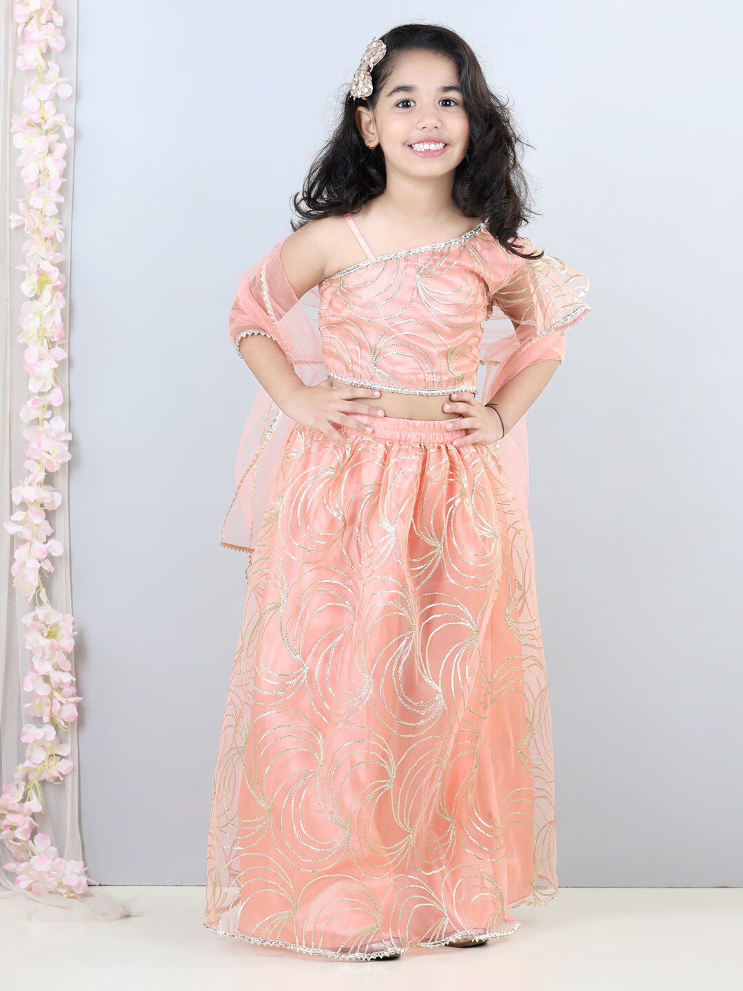 Cutiekins Girls Embellished Ready to Wear Lehenga & Blouse With Dupatta Price in India