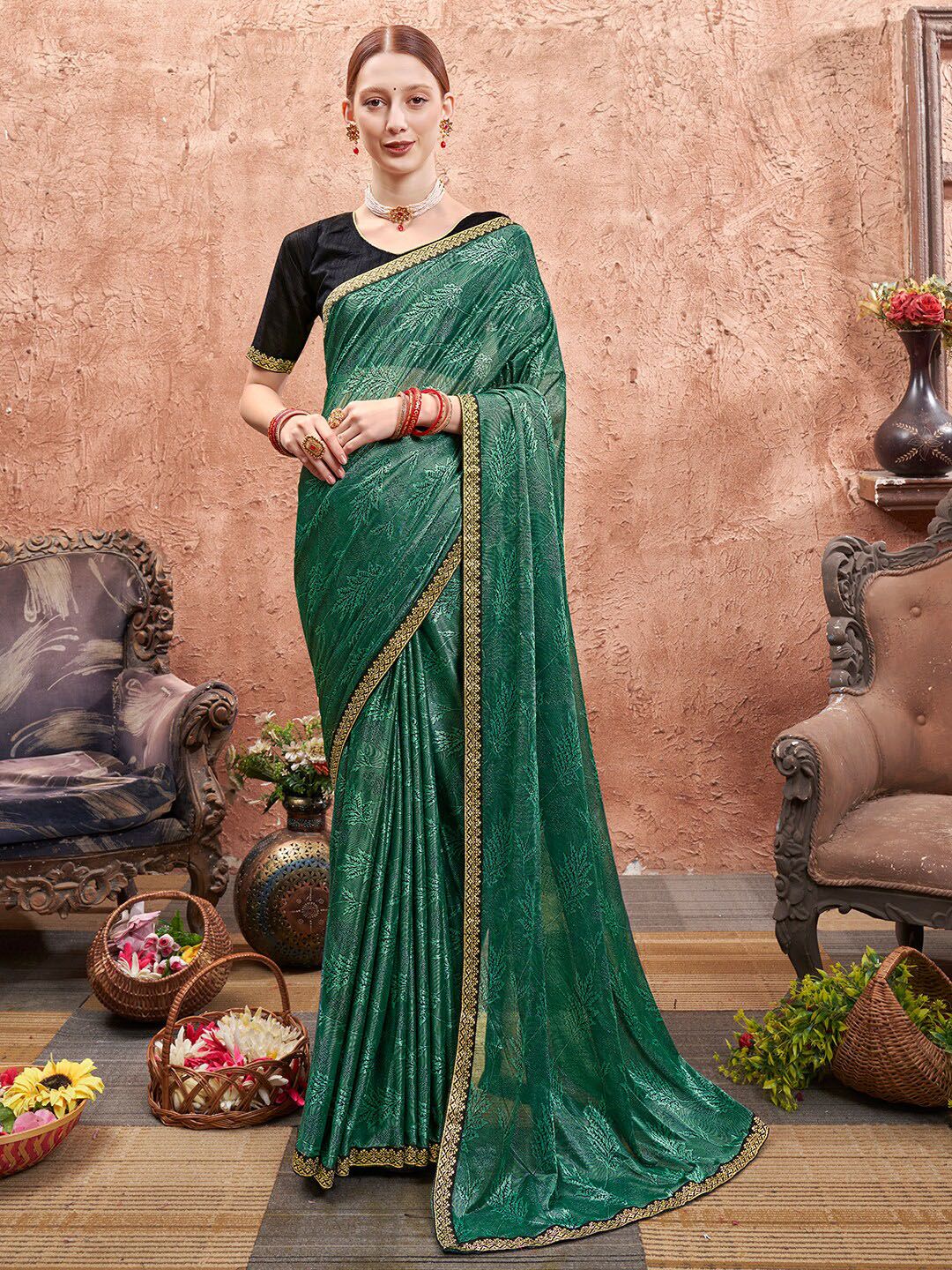 Anouk Floral Woven Design Zari Saree Price in India