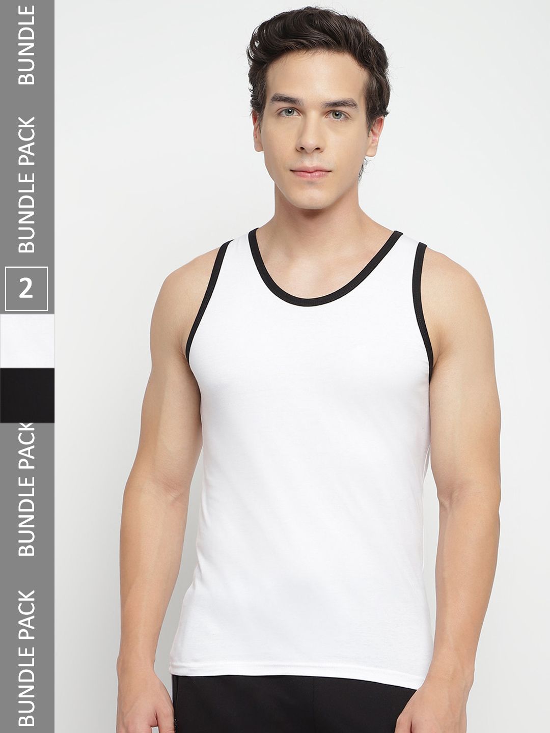 La Intimo Pack Of 2 Anti Bacterial Pure Cotton Gym Vests