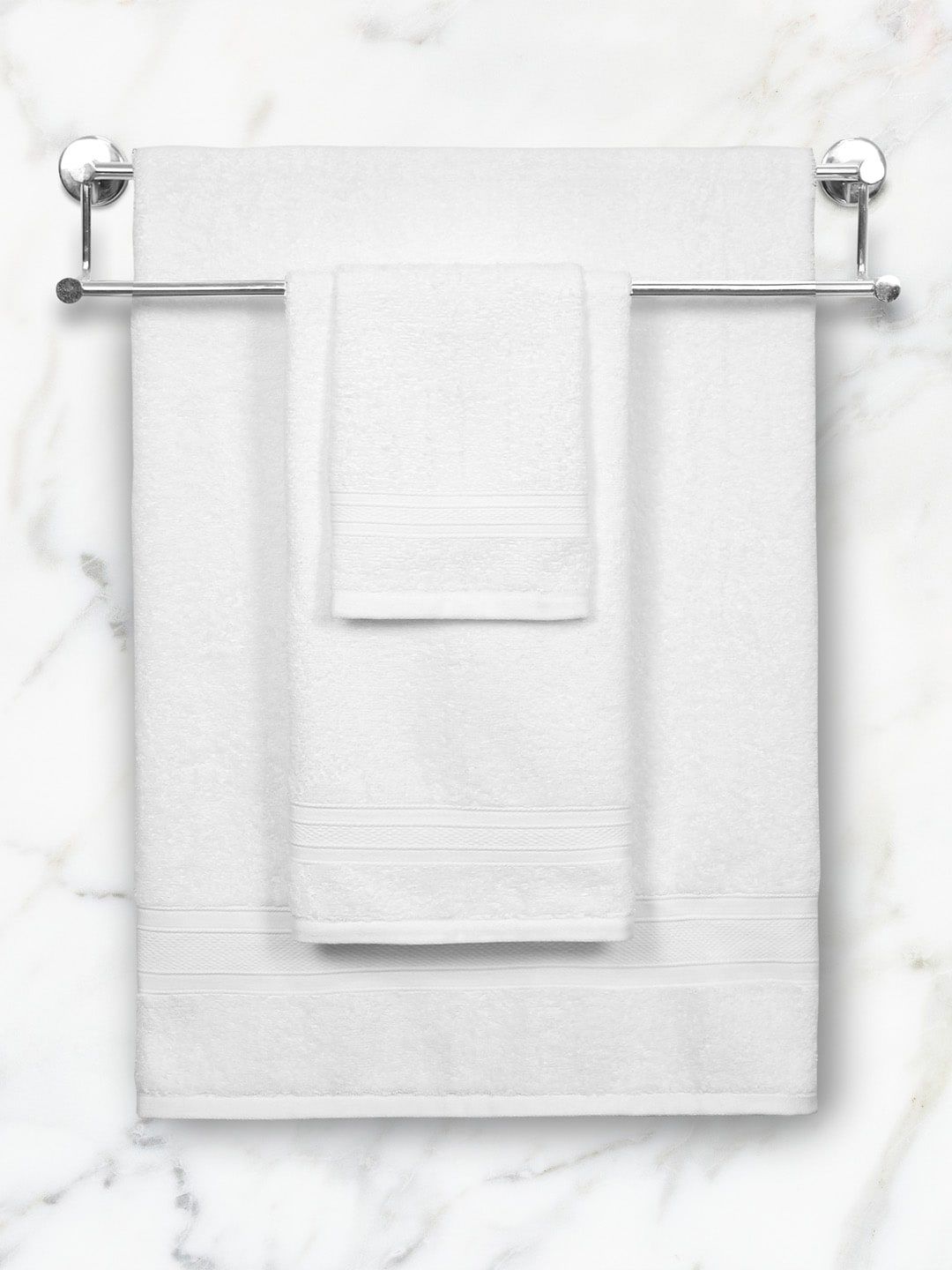 MYTRIDENT White 3-Pieces Pure Cotton 500 GSM Towel Set