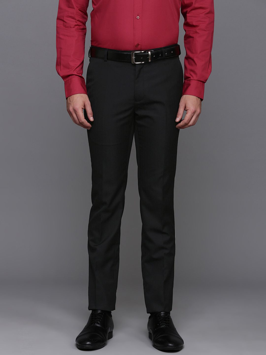 Raymond Men Striped Slim Fit Formal Trousers