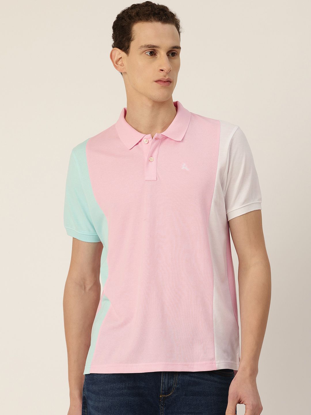 Parx Colourblocked Polo Collar T-shirt