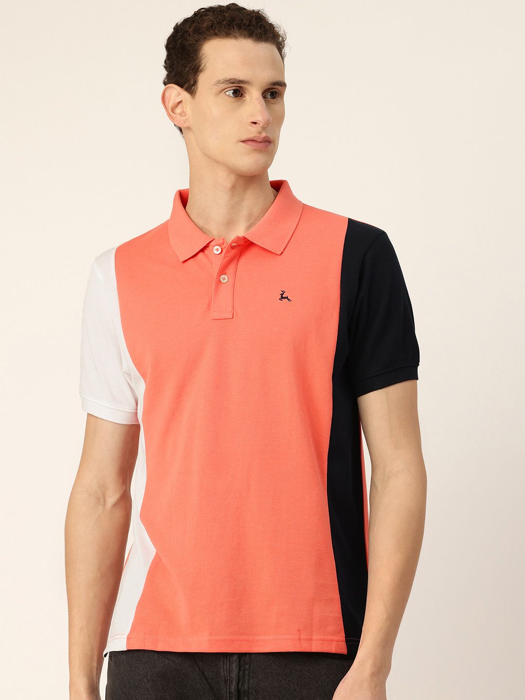 Parx Colourblocked Polo Collar T-shirt