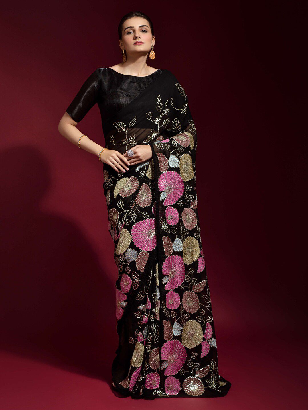 Anouk Embellished Saree Price in India