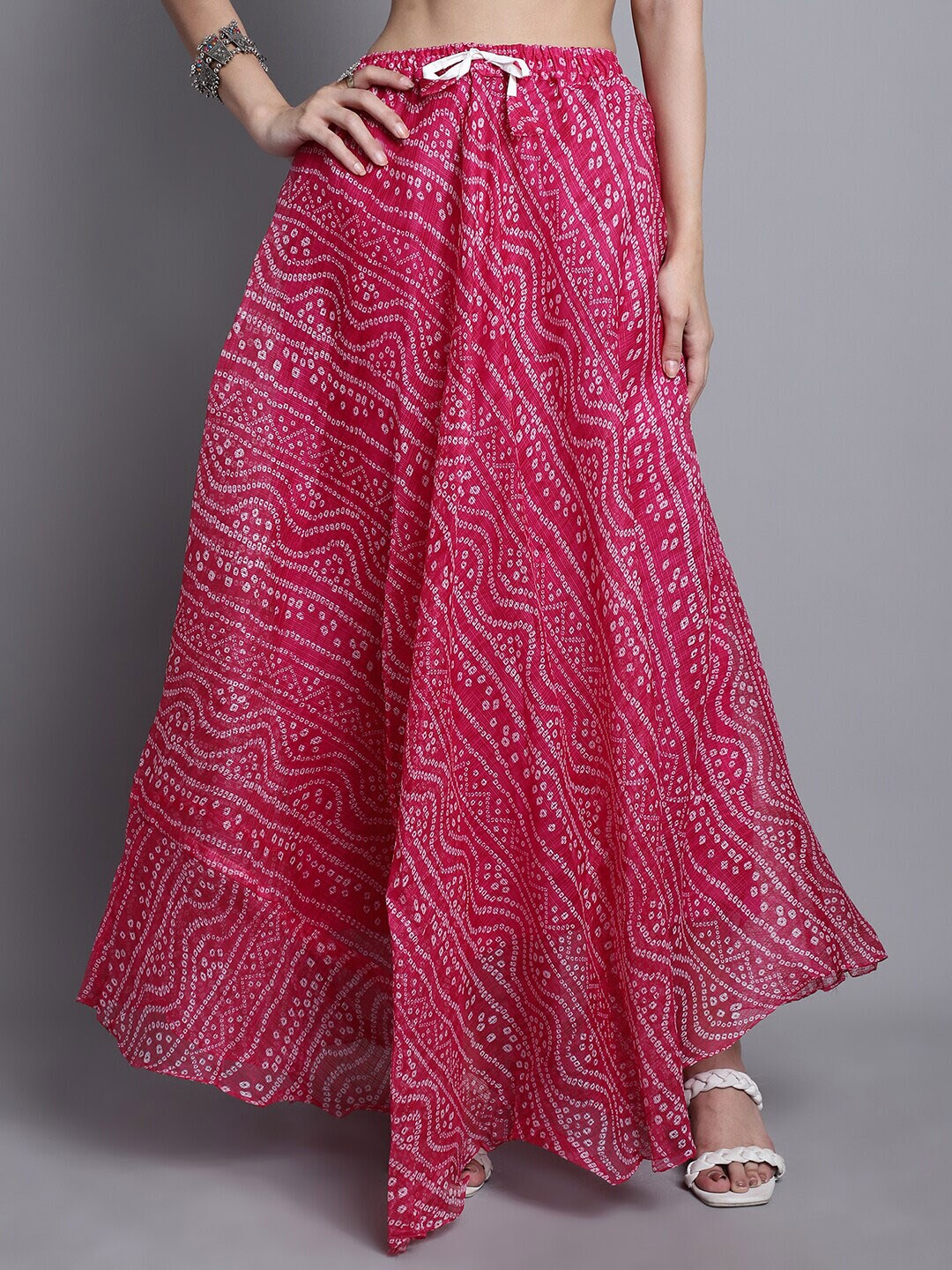 SOUNDARYA Printed Cotton Flared Maxi Skirt Price in India