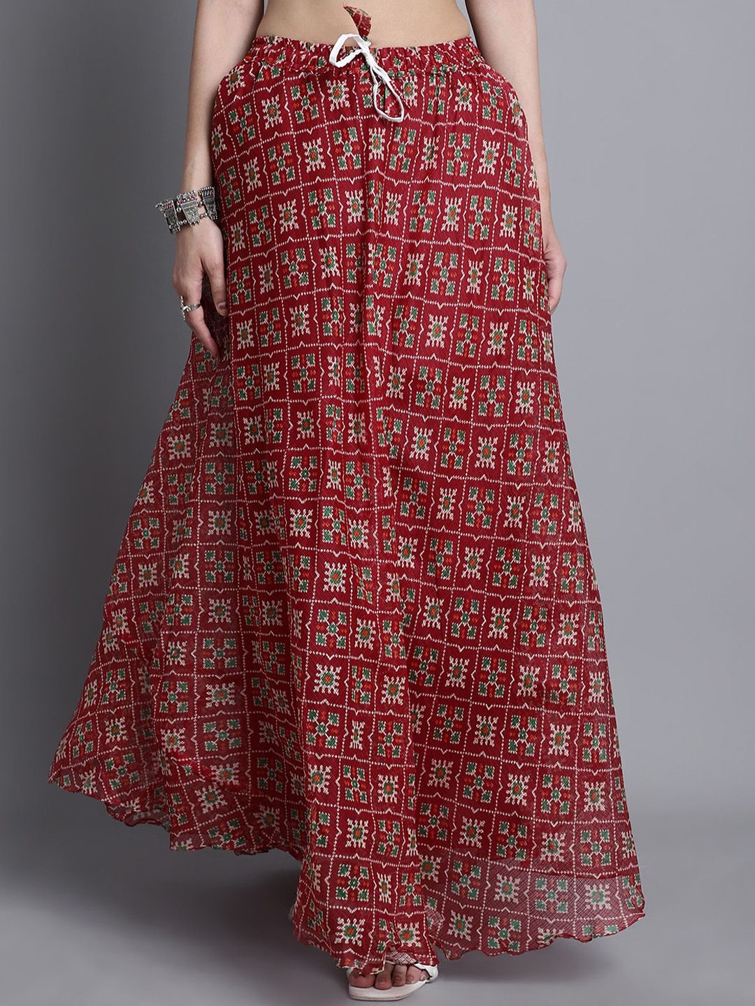 SOUNDARYA Printed  Cotton Flared Maxi Skirt Price in India